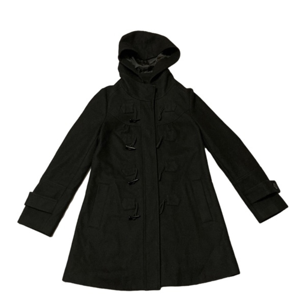 Hooded Toggle Black Pea Coat - Picture 5 of 10
